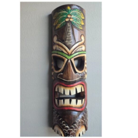 Hand Crafted Polynesian Hawaiian Style Floral Painted Tiki Masks 2pc🆕📦🏃🏻💨🚚 - Picture 6 of 16